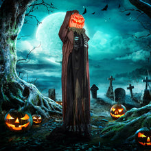Laden Sie das Bild in den Galerie-Viewer, Halloween Dekoration Skelett-Kürbis 183 cm mit LED-Lichter Soundfunktion