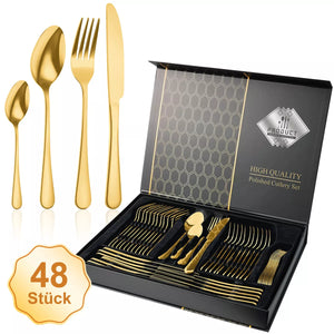 Besteckset Edelstahl Tafelbesteck 48 Teile für 12 Personen. Das besondere Angebot! Silber oder Gold.
