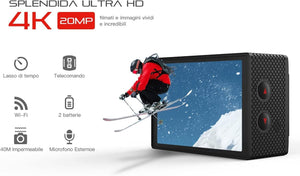 Actioncam 4K-Videos, 20 Megapixel Bilder. Ultra HD-4K. Mit 2 Akkus und viel Zubehör.