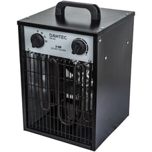 Laden Sie das Bild in den Galerie-Viewer, Elektrischer 3000 Watt Heizlüfter 2 Heizstufen schwarzes Gehäuse. Thermostat.
