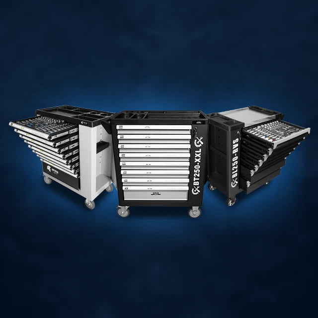 XXL Profi-Werkzeugwagen 8 Schubladen Werkstattwagen mit Werkzeug gefüllt. 89 kg Gesamtgewicht.