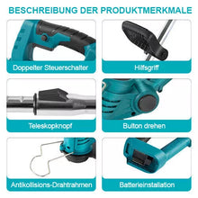 Laden Sie das Bild in den Galerie-Viewer, Akku Rasentrimmer Freischneider Trimmer mit 21V 2x2,0Ah Akkus und Ladegerät