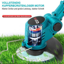 Laden Sie das Bild in den Galerie-Viewer, Sonderposten: Akku-Rasentrimmer (blau) mit 2 Lithium-Akkus und Ladegerät Freischneider Motorsense