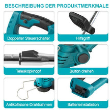 Laden Sie das Bild in den Galerie-Viewer, Sonderposten: Akku-Rasentrimmer (blau) mit 2 Lithium-Akkus und Ladegerät Freischneider Motorsense