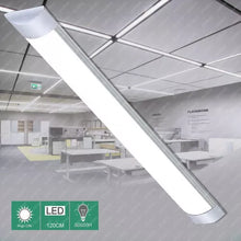 Laden Sie das Bild in den Galerie-Viewer, Deckenleuchte 6000K Kaltweiß LED 40 Watt (Wie 400 Watt alte Röhren) 120 cm Feuchtraumlampe, Bürolampe, Garage, Werkstatt.