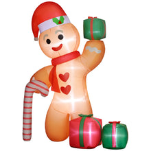 Laden Sie das Bild in den Galerie-Viewer, Aufblasbarer Lebkuchenmann mit Herzen, 245 cm mit LED-Beleuchtung. Weihnachten Deko Luftfigur wetterfest