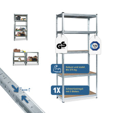 Laden Sie das Bild in den Galerie-Viewer, Schwerlastregal 75 × 30 × 172 cm Belastung gesamt 375 kg
