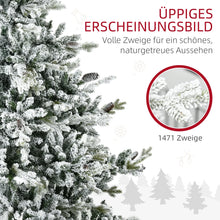 Laden Sie das Bild in den Galerie-Viewer, Künstlicher Weihnachtsbaum – 1,8 m mit verschneiten Zweigen und Tannenzapfen