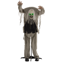 Laden Sie das Bild in den Galerie-Viewer, Animierte Halloween-Dekoration – Buckliger Skelettgeist mit Sound &amp; LED, 160 cm