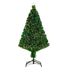 Laden Sie das Bild in den Galerie-Viewer, Künstlicher Weihnachtsbaum mit LED-Lichtern, 120 cm, Glasfaser-Beleuchtung, Grün