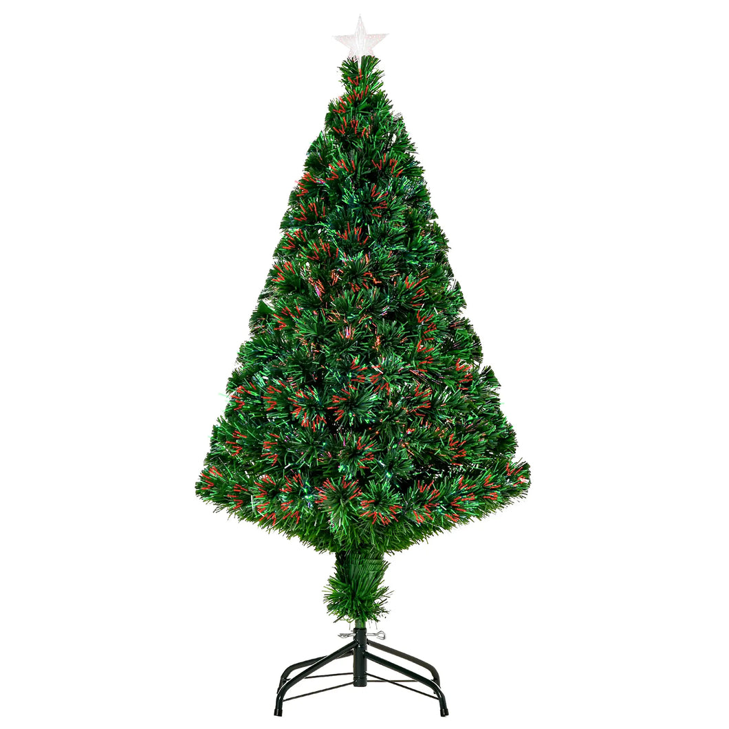 Künstlicher Weihnachtsbaum mit LED-Lichtern, 120 cm, Glasfaser-Beleuchtung, Grün
