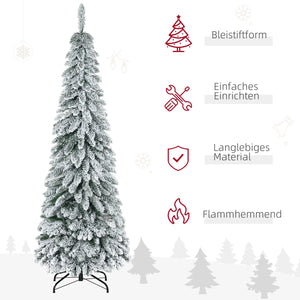 Künstlicher Weihnachtsbaum – 1,8 m, mit Kunstschnee, realistische Optik, schlankes Design, flammhemmend