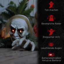 Laden Sie das Bild in den Galerie-Viewer, Halloween Dekoration kriechender Zombie 167 cm  LED-Lichter Soundfunktion