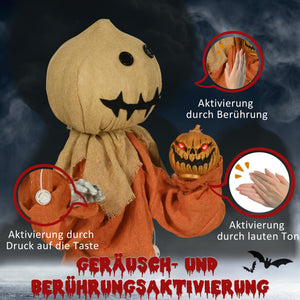 Animierte Halloween-Dekoration – Vogelscheuche mit Bewegung, Sound & LED, 77 cm