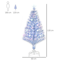 Laden Sie das Bild in den Galerie-Viewer, Künstlicher Weihnachtsbaum, 1,2 m, mit LED-Lichtern und Glasfaser, Weiß/Blau