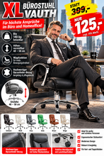 Laden Sie das Bild in den Galerie-Viewer, Leder-Chefsessel VAUTH, höhenverstellbar, Wippfunktion, Gasdruckfeder bis 140 kg