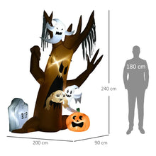 Laden Sie das Bild in den Galerie-Viewer, Aufblasbare Halloween-Dekoration – Geisterbaum mit LED-Beleuchtung &amp; Figuren, 240 cm