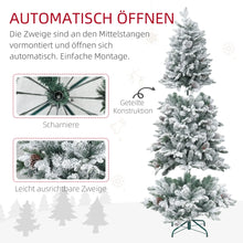 Laden Sie das Bild in den Galerie-Viewer, Künstlicher Weihnachtsbaum – 1,8 m, mit Kunstschnee und Tannenzapfen