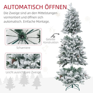 Künstlicher Weihnachtsbaum – 1,8 m, mit Kunstschnee und Tannenzapfen