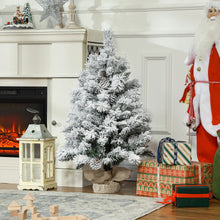 Laden Sie das Bild in den Galerie-Viewer, Künstlicher Weihnachtsbaum – 90 cm mit LED-Lichtern, Schneezweigen und Tannenzapfen, flammhemmend
