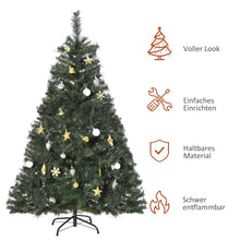 Laden Sie das Bild in den Galerie-Viewer, Künstlicher Weihnachtsbaum – 1,5 m mit LED-Lichtern und Deko