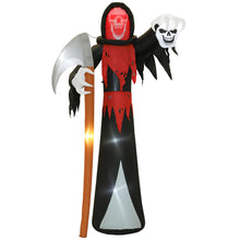 Laden Sie das Bild in den Galerie-Viewer, Aufblasbare Halloween-Dekoration –  XXL-Sensenmann mit Sense und Totenkopf, LED beleuchtet, 370 cm