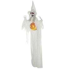 Laden Sie das Bild in den Galerie-Viewer, Lebensgroße alte Halloween-Hexe, Soundfunktion, mit Bewegungssensor und LED-Lichtern, 183 cm, weiß
