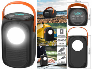 Stärkste tragbare Powerbank 60.000 mAh mit 65 Watt Schnell-Ladefunktionen. Smartphone 10 x laden.
