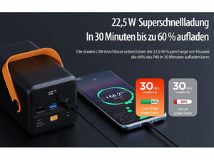 Stärkste tragbare Powerbank 60.000 mAh mit 65 Watt Schnell-Ladefunktionen. Smartphone 10 x laden.