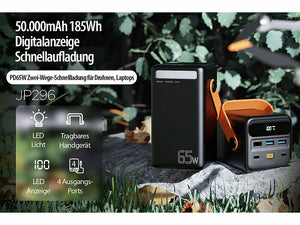 Stärkste tragbare Powerbank 60.000 mAh mit 65 Watt Schnell-Ladefunktionen. Smartphone 10 x laden.
