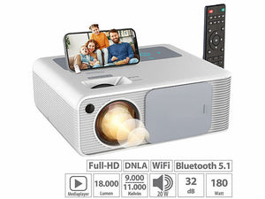 Heimkino oder Business Beamer Full HD 1080p, 18.000 Lumen Bis 5,3 Meter