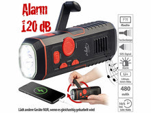 Laden Sie das Bild in den Galerie-Viewer, Taschenlampe Outdoor mit Kurbel inkl. Solar-Radio Kurbelradio. Überall einsetzbar. Unabhängig. Mit Sirene 120 db