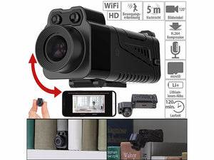 WLAN-Micro-Überwachungskamera, Full HD, 90° neigbar, Powerbank, IR-Nachtsicht, App. Nur 9 Gramm.