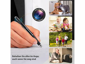 Kugelschreiber-Videokamera, Full-HD, mit Tonaufnahme, Ein-Tasten-Bedienung, Kamerastift