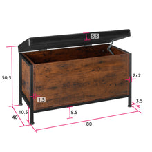 Laden Sie das Bild in den Galerie-Viewer, Sitztruhe aus Holz. Industrial. 81,5 x 41,5 x 50,5 cm. Mit Stauraum, Sitztruhe, Sitzhocker mit Polsterung.