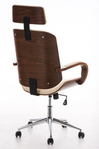 Designer-Bürostuhl DYTON Chefsessel Leder-Holz-Kombination