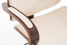 Laden Sie das Bild in den Galerie-Viewer, Designer-Bürostuhl DYTON Chefsessel Leder-Holz-Kombination