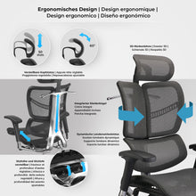 Laden Sie das Bild in den Galerie-Viewer, NORK ergonomischer Premium Chefsessel, Bürostuhl der Spitzenklasse.