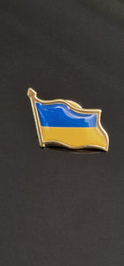 Anstecknadel Ukraine Flagge. Blau-Gelb mit Gold. 2cm Breite