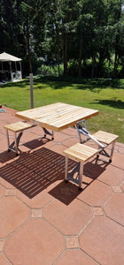 Alu Campingtisch Koffertisch mit Stühlen Klappbar Tragegriff Schirmhalterung Holz Sitzgarnitur Campingmöbel Set