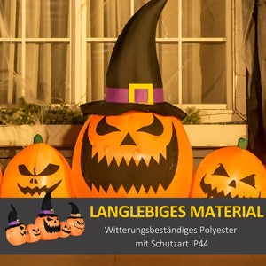 Aufblasbar Halloween-Gartendeko Kürbisfamilie mit Gebläse wetterfest 2,45 x 0,60 x 1,25 m
