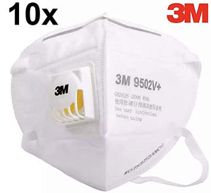 Atemschutzmaske Original 3M 9502V+ (KN95) mit Nasenclip. Befestigung um den Kopf.