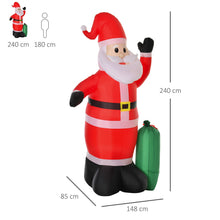 Laden Sie das Bild in den Galerie-Viewer, Aufblasbarer Weihnachtsmann mit Geschenksack, 240 cm mit LED-Beleuchtung. Weihnachten Deko Luftfigur