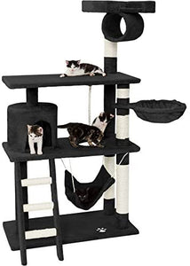 Katzen Kratzbaum mit vielen Kuschel- und Spielmöglichkeiten, 141cm hoch, extra breit - Diverse Farben -