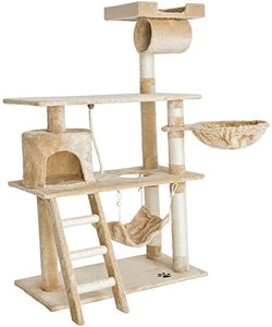 Katzen Kratzbaum mit vielen Kuschel- und Spielmöglichkeiten, 141cm hoch, extra breit - Diverse Farben -