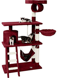 Katzen Kratzbaum mit vielen Kuschel- und Spielmöglichkeiten, 141cm hoch, extra breit - Diverse Farben -