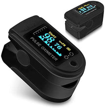 Laden Sie das Bild in den Galerie-Viewer, Finger-Sauerstoffprüfer Pulsmessgerät Pulsoximeter SpO2 Oximeter Blut Sauerstoff LED OLED Display, Farben:Schwarz