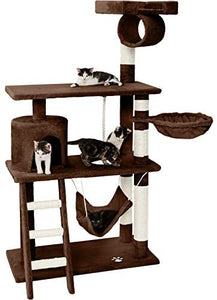 Katzen Kratzbaum mit vielen Kuschel- und Spielmöglichkeiten, 141cm hoch, extra breit - Diverse Farben -