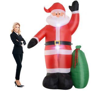 Aufblasbarer Weihnachtsmann mit Geschenksack, 240 cm mit LED-Beleuchtung. Weihnachten Deko Luftfigur