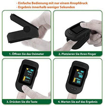 Laden Sie das Bild in den Galerie-Viewer, Finger-Sauerstoffprüfer Pulsmessgerät Pulsoximeter SpO2 Oximeter Blut Sauerstoff LED OLED Display, Farben:Schwarz
